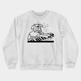 Funny Dog Plays Music on Piano Keyboard Line Drawing Crewneck Sweatshirt